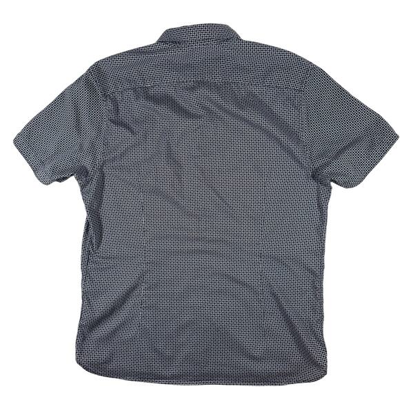 Ted Baker London Men's 4 L Blue Geometric Short Sleeve Button Down Shirt - Picture 2 of 7